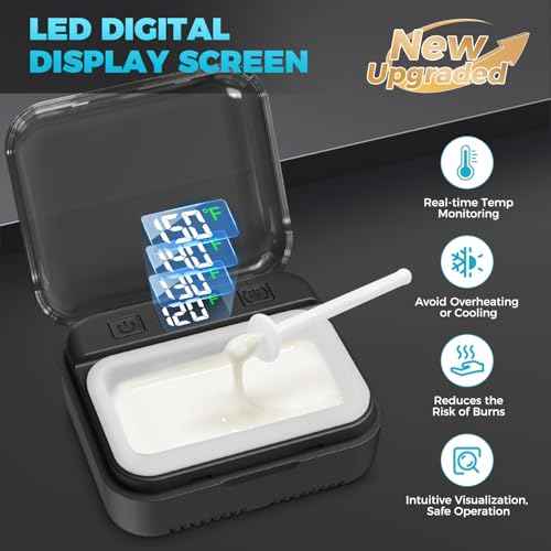 Nose Wax Kit Men,Nose Hair Waxing Kit with Adjustable LED Display,Ear Hair Removal Kit for Men Women 100 g Wax 70 Applicators,Constant Temp,USB Heated,Pocket-Size,Black