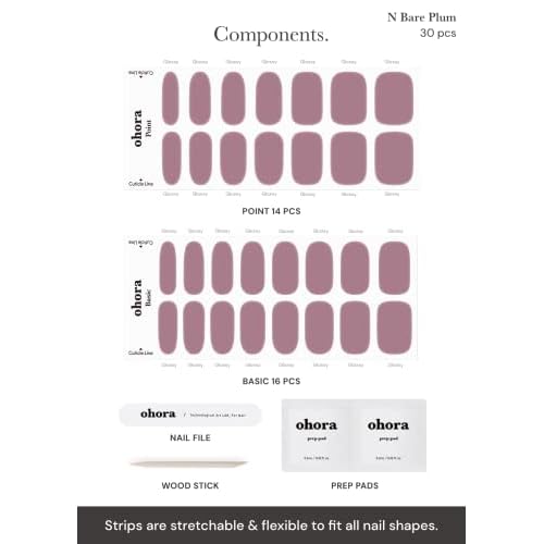 ohora Semi Cured Gel Nail Set of 3 (N Bare Plum & N Cream Sky & N Cream Moss) - Professional Salon-Quality Nail Care
