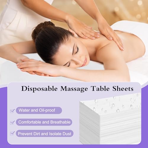 100 Pack Disposable Bed Sheets ? 31.5 x 71 in Waterproof Non-woven Sheets for Massage, Spa, Tattoo & Salon Tables(White)