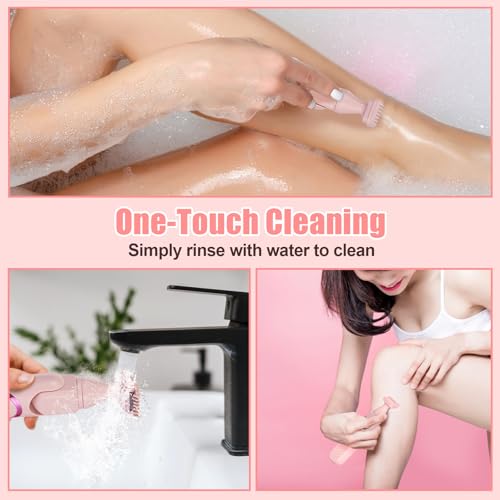 Bikini Trimmer for Women, 5 in 1 Rechargeable Electric Razors Waterproof Wet/Dry Use Body Hair Trimmer for Women & Men Pubic Hair, Private Area, Legs, Face, Nose, Eyebrow, Body (Pink)