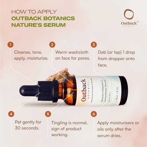 Natural Vitamin C Facial Serum with Kakadu Plum Extract - 100x More Vitamin C Than an Orange - Anti-Aging, Anti-wrinkles, Hydrating Skincare - 1 fl oz