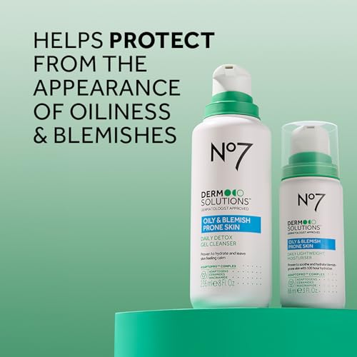 No7 Derm Solutions Daily Face Moisturizer - Hydrating Lotion Formulated with Ceramides & Niacinamide to Help Maintain Moisture Barrier - For Oily & Blemish-Prone Skin (3 Fl Oz)