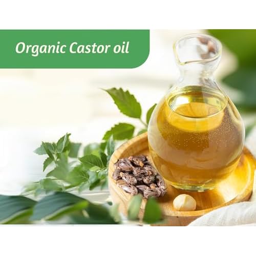 Castor Oil Roll on in Glass Bottle, Certified Organic Castor Oil Roller for Body Hair Skin Lip Eyebrow Pure Organic Cold Pressed Essential Oil - 1fl.oz