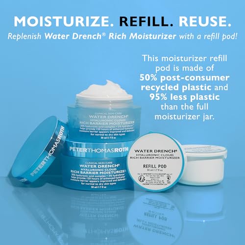 Peter Thomas Roth | Water Drench¢ç Hyaluronic Cloud Rich Barrier Moisturizer Refill Pod | Hyaluronic Acid Barrier Cream For Dry Skin, Fragrance-Free