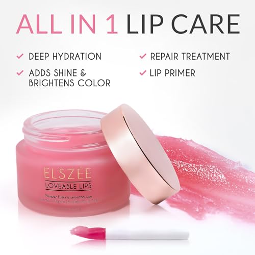 ELSZ?E Loveable Lips | Lip Mask with Hyaluronic Acid | Smooth, Volumize and Hydrate Dry Lips | Day & Night Treatment