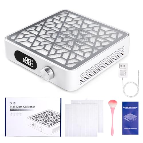 Nail Dust Collector, Powerful Dust Collector Nail Tech with 11-Gear, Professional Cordless Vacuum Nail Fan Dust Collector Extractor Dust Suction Machine for Nail Tech, Nail Salon & Home