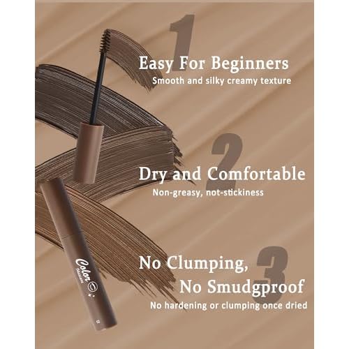 Waterproof Tinted Brow Gel,Long Lasting Smudgeproof Liquid Brow Gel,Creamy Eyebrow Mascara,Volumizing Enhance Brow Mascara,with Double Head Brow Brush,Eyebrow Makeup for Women Christmas -01 Dark Brown