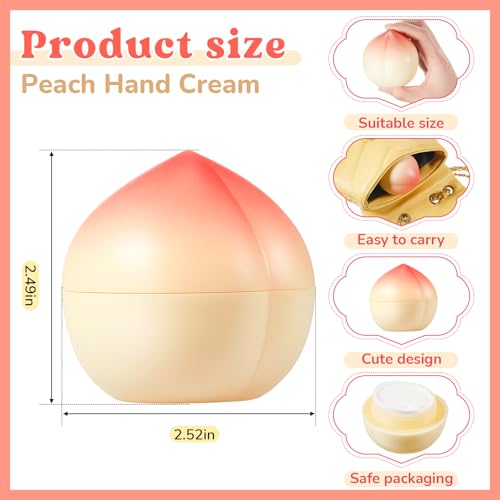 12 Pcs Peach Hand Cream Gifts Set for Women, Funny Fruit Hand Cream Gift for Teacher Appreciation Gift, Mother, Nurses, Bridal Shower, Employees, Peach One Sweet Birthday Party