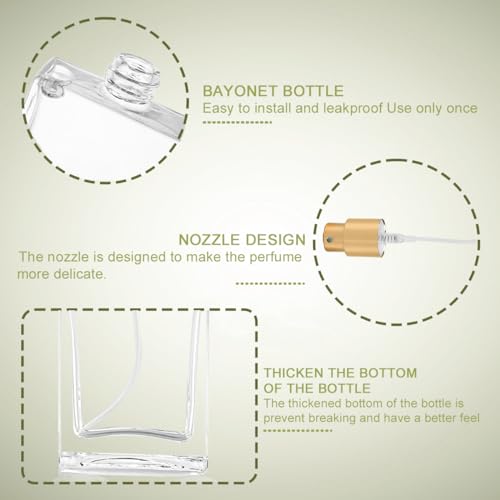 Enenes 8 Pack 30ml/1Oz Refillable Glass Perfume Bottles - Premium Square Gold Atomizer Spray Bottles, Leak-Proof Portable Empty Perfume Containers for Travel, Purse, Gym & Home Office Use