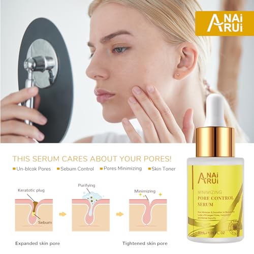 ANAI RUI Pore Minimizer Serum, Pore Minimizer for Face, Pore control,Minimizing, Shrinking, Tightening Pores, Refine Skin Texture 1 fl.oz