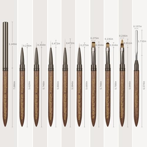 9Pcs Nail Art Brushes Sandalwood Handle Professional Gel Polish Art Nail 3D Art Nail Dotting Brush Pen for Manicure DIY Home SalonNails Detail Paint Brushes Miniature Paint Brushes Fine Detailing Set