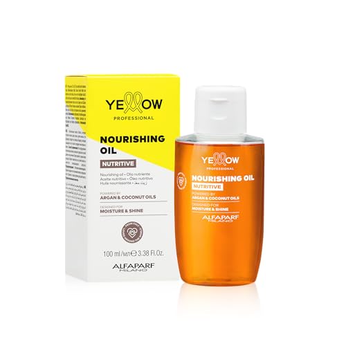 ALFAPARF MILANO Yellow Professional Nutritive Nourishing Oil for Dry Hair - Powered by Argan & Coconut Oils - Designed for Moisture & Shine (3.38 fl oz / 100ml)