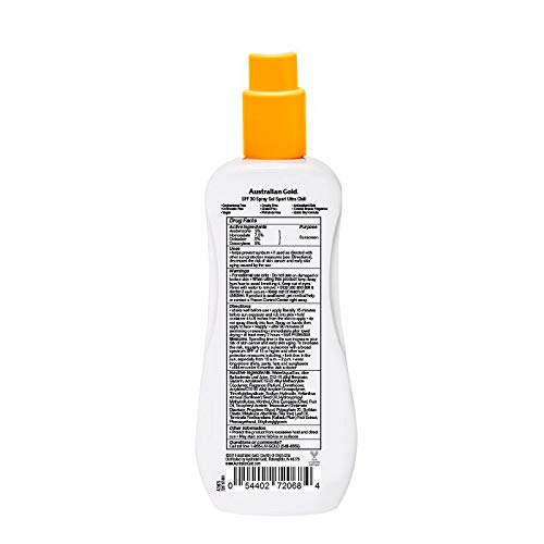 Australian Gold Extreme Sport Spray Gel Sunscreen SPF 30, 8 Ounce | Broad Spectrum | Sweat & Water Resistant | Non-Greasy | Oxybenzone Free | Cruelty Free (Pack of 4)