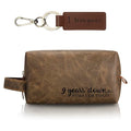 9th Years Anniversary Present for Him, 9 Years Wedding Gifts for Husband Anniversary, Engraved PU Leather Toiletry Bag and KeyChain