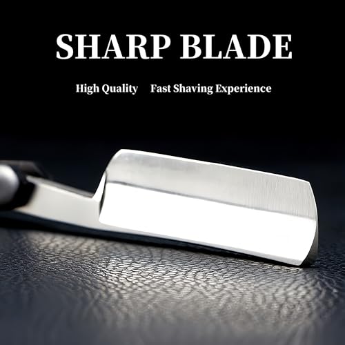 Straight Edge Razor Shaving Kit, Including Steel Shaver & Shaving Brush & Wooden Beard Comb & Brush, Beard Grooming Scissors, Idea Gift for Christmas, Birthday, Father for Men - Brown