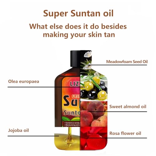 Self-Tanning Oil with Rosehip, Olive & Sweet Almond Oil - Moisturizing & Bronzing Tanning Oil for Face & Body, Natural Glow for Beach & Daily Use, Includes Applicator Mitt