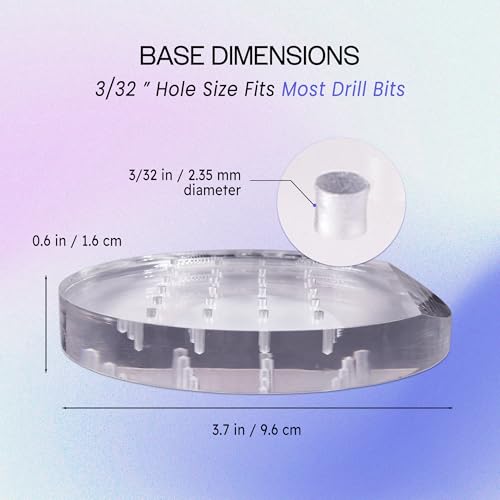 PANA Round Transparent Acrylic Nail Drill Bit Holder Display Organizer Stand - Carbide Bit Storage Mount For Manicure Tools Nail Salon - 12 Holes Clear (Drill Bits Not Included)
