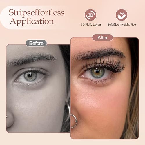 Life Girls 3D False Eyelash Extensions Kit, C Curl, Thai-Style Lash Clusters, 11-16mm, 120 Pieces, Includes Adhesive, Remover and Tweezers