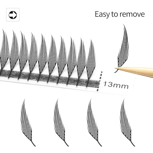 Premade Anime Manga Lashes Extension, Comic Spire Volume Lashes 0.07 C/D Curl Wispy Matte Black Lash Extensions (MHTJ-0.07-C-MIX-8MM-15MM)