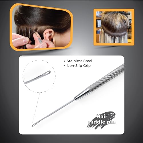 Suvorna Hair Extension Tools & Microlinks Hair Extensions Kit for Micro link & Micro Ring - Beads Opener, Beads Closener & Needle Hook Tool Kit - Japanese Steel Professional Hair Loop & Styling Tool