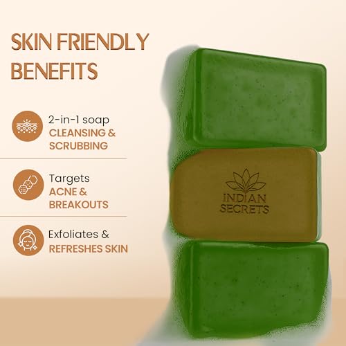 Scrub Soap with Salicylic Acid & Neem ? Exfoliating Body & Face Soap ? Enriched with Niacinamide, Tea Tree Extract, Neem, Salicylic Acid Pack of 3 (110g/3.88Oz each)