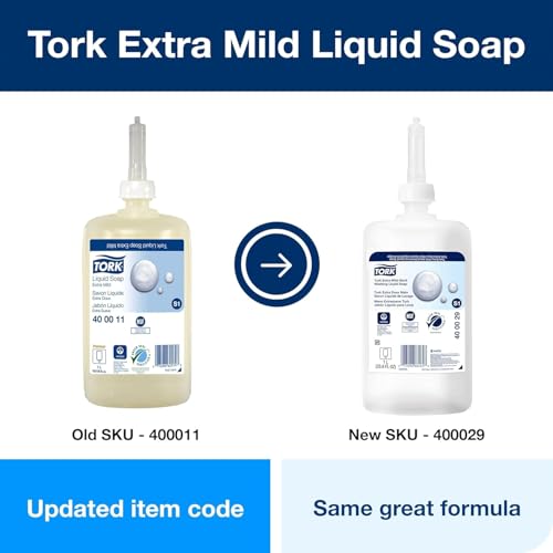 Tork Extra Mild Hand Washing Liquid Soap S1, No Fragrance Added, 6 x 1L, 400029 (formerly 400011)