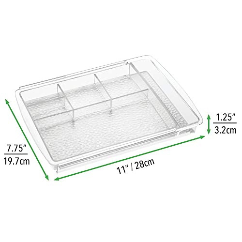 mDesign Expandable Makeup Organizer for Bathroom Drawers, Vanities, Countertops: Organize Makeup Brushes, Eyeshadow Palettes, Lipstick, Lip Gloss, Blush, Concealer - Adjustable Width, 2 Pack - Clear