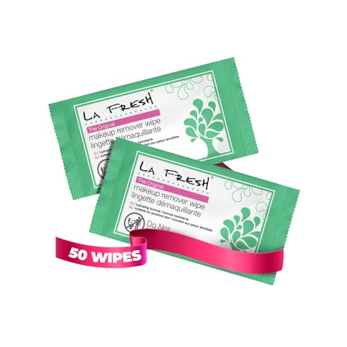 LA Fresh Makeup Remover Wipes with Vitamin E - Make up Remover for Face, Eyes, Lips - Face Travel Essentials - Case of 50ct Makeup Wipes