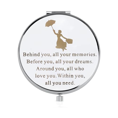 FEELMEM Gift Behind You All Your Memories Inspired Quote Compact Mirror Fans Gift