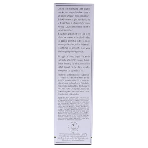 L'Erbolario Baobab and Green Coffee Shaving Cream - Non Foaming for More Razor Control - Emollient Action Prepares Your Skin for A Very Gentle and Easy Shave - Tones and Softens Your Skin - 5.07 Oz