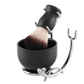 Aethland Shaving Brush Set with Black Solid Wood Handle, Shaving Kit for Men Includes Shaving Brush, Dia 3.1 inches Stainless Steel Shaving Bowl & Shaving Stand Wet Shaving Gifts for Men
