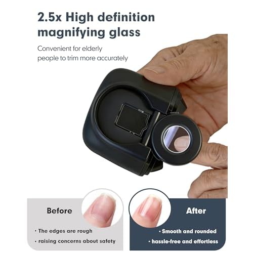 Electric Nail Clippers with Magnifying Glass LED Light, 3 Speed, 2 Blade Adjustable Automatic Fingernail Trimmer Suitable for Infants, Children, Adult£¬Elderly (Grey)
