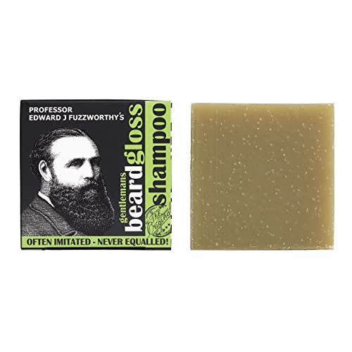Professor Fuzzworthy's ACV Beard Shampoo Bar & Magnetic Soap Holder Men's Grooming Gift Kit | 100% Natural Beard Wash with Organic Ingredients- Eco Friendly Wooden Soap Dish for Shower & Bath