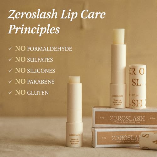 Zeroslash Vegan Lip Butter Stick with Shea Butter & Squalane 0.13oz ? Hydrating Lip Balm for Dry, Chapped Lips | Plant-Based Lip Care with 6 Natural Oils | Overnight Lip Mask | Korean Lip Balm