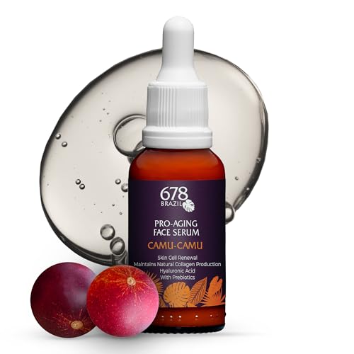 678Brazil Pro-Aging Face Serum - Daily Use - Reduces Fine Lines & Wrinkles - Firmer & More Radiant Skin - Camu-Camu, Hyaluronic Acid, 1% Bakuchiol, Vitamin C, Prebiotic, Niacinamide - 1.01 fl oz