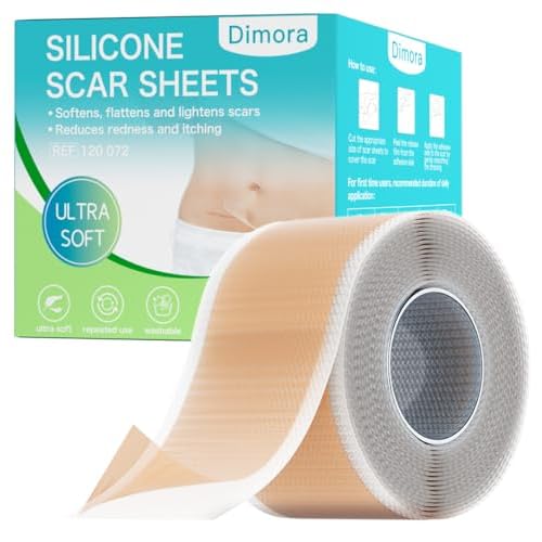 Dimora Medical Grade Silicone Scar Sheets - Ultra Soft Silicone Scar Tape (1.6¡±x120" Roll), Waterproof Scar Treatment for Surgical Scars, C Section, Tummy Tuck, Keloid Treatment