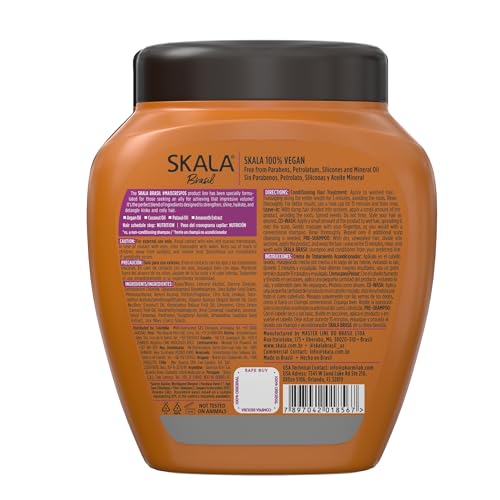 SKALA Mais Crespos 2 in 1 Treatment Cream & Leave In Conditioner for Coily & Kinky Hair, Vegan, Deep Hydration & Detangling Mask, Infused with Argan Oil, Coconut, Patau? & Amaranth Extracts, 1000g