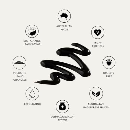 OCEAN ROAD Black Exfoliating Hand Wash 13.5 fl oz - Volcanic Sand Granules & Desert Harvest Fruits, Gentle Natural Scrub that Softly Exfoliates, Ethically Sourced, Vegan, Australian Made