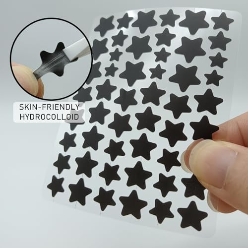 306 Counts Black Star Pimple Patches for Face, Hydrocolloid Star Acne Patches Refill, Cute Zit Covers for Face, Spot Stickers with Tea Tree, Salicylic Acid and Cica Oil