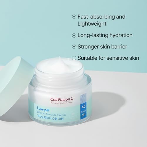 Cell Fusion C Low pH pHarrier Moisture Cream, Lightweight Daily Moisturizer with 4 Hyaluronic Acids and Ceramide, 2.7 fl.oz