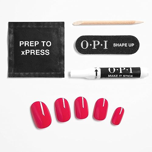 Bundle of OPI xPress/On Press On Nails, With Nail Glue, Short Pink Nails,Strawberry Margarita + OPI Repair Mode Bond Building Nail Serum, Clear, 0.3 fl oz