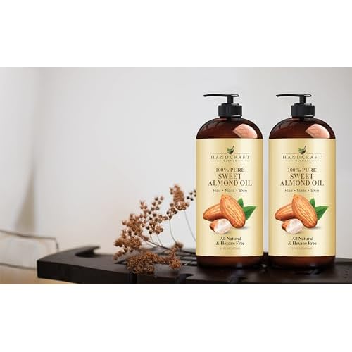 Handcraft Blends Satin Skin Set: Sweet Almond Oil and Grapeseed Oil ? (2 x 16 Fl Oz) ? 100% Pure & Natural ? Premium Carrier Oils for Massage and Daily Hydration