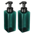 uxcell 2PCS Square Empty Foam Pump Bottle, 650ml Travel Foam Soap Dispenser Empty Refillable Plastic Pump Bottle for Lash Shampoo, Hand Soap, Facial Lotion(7.6", Clear Dark Green)