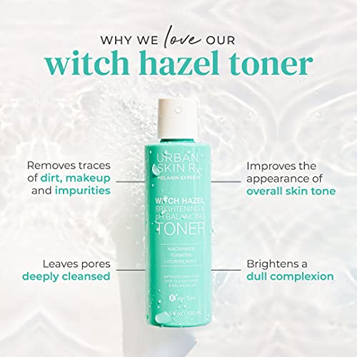 Urban Skin Rx¢ç Witch Hazel Brightening & pH Balancing Toner, Exfoliated & Clarifies Clogged Pores, Improves The Appearance of Uneven Skin Tone, Reduces Redness & Brightens Dull Complexions, 4.5 Fl Oz