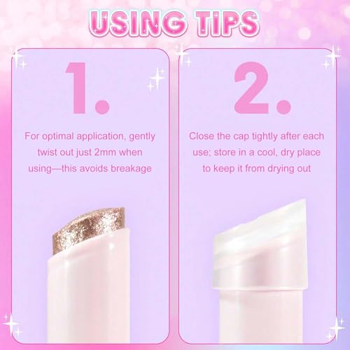 Crystal Jelly Glaze Eyeshadow Stick Shimmer with Brush Easy to Blend Long Lasting Eye Shadow Brightener Pencil Crayon