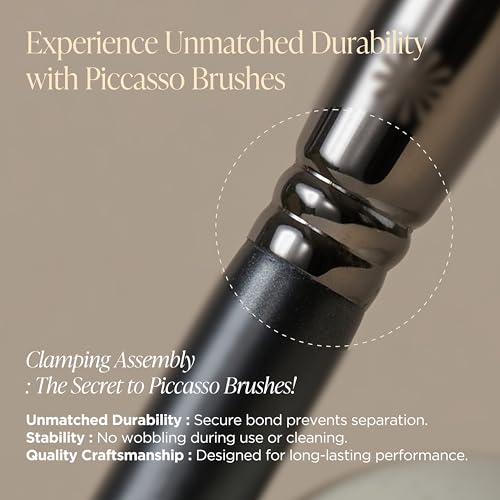 Piccasso FB17 Foundation Brush ? Soft Makeup Brush for Liquid & Cream Foundation, Curved Bristles for Smooth and Flawless Face Makeup, Professional Tool for Base Layering, Korean Beauty Essential
