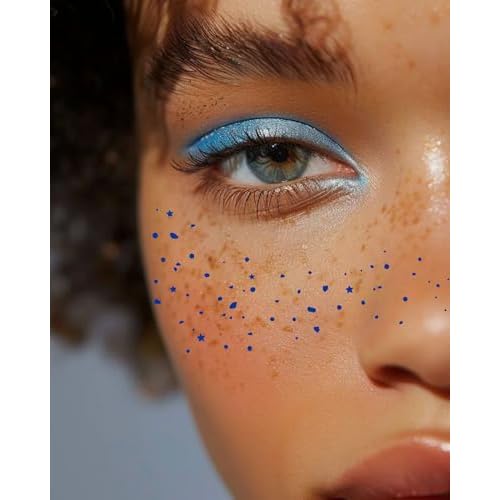 Blue Face Glitter - Waterproof and Long-Lasting Body Glitter Makeup Patches, Sparkle Rave Accessories for Festivals and Parties (Blue - 8 Sheets)