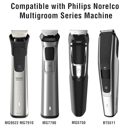 maxeylead 32mm Full Size Replacement Trimmer Blade Compatible with Philips Norelco Multigroom MG3750 MG5750 MG7750 MG7790 MG9510 BT5511 Beard Trimmer Attachment Parts Black (Silver)