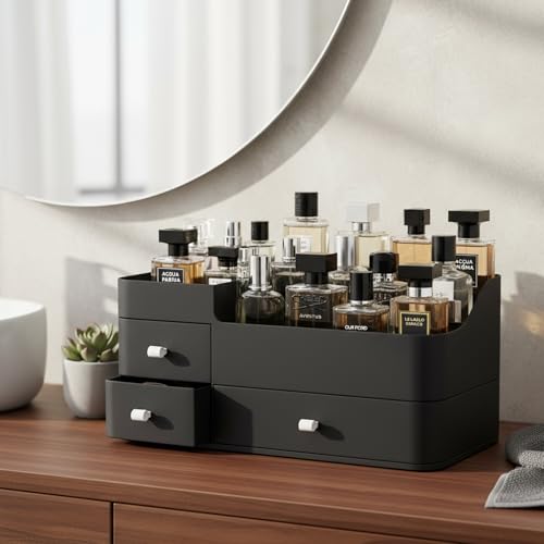 Cologne Organizer for Men, Perfume Organizer, Cologne Stand, Makeup Holder, Bathroom Counter Storage, Bathroom Decor, Gifts for Men, Black