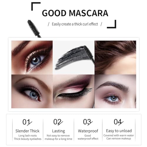 4D Silk Fiber Lash Mascara, Voluminous Fiber Mascara Waterproof & Smudge-Proof Long-Lasting 24 Hours No Flaking Longer Thicker Eyelashes, No Clumping, Extension Stays On All Day (4Packs)